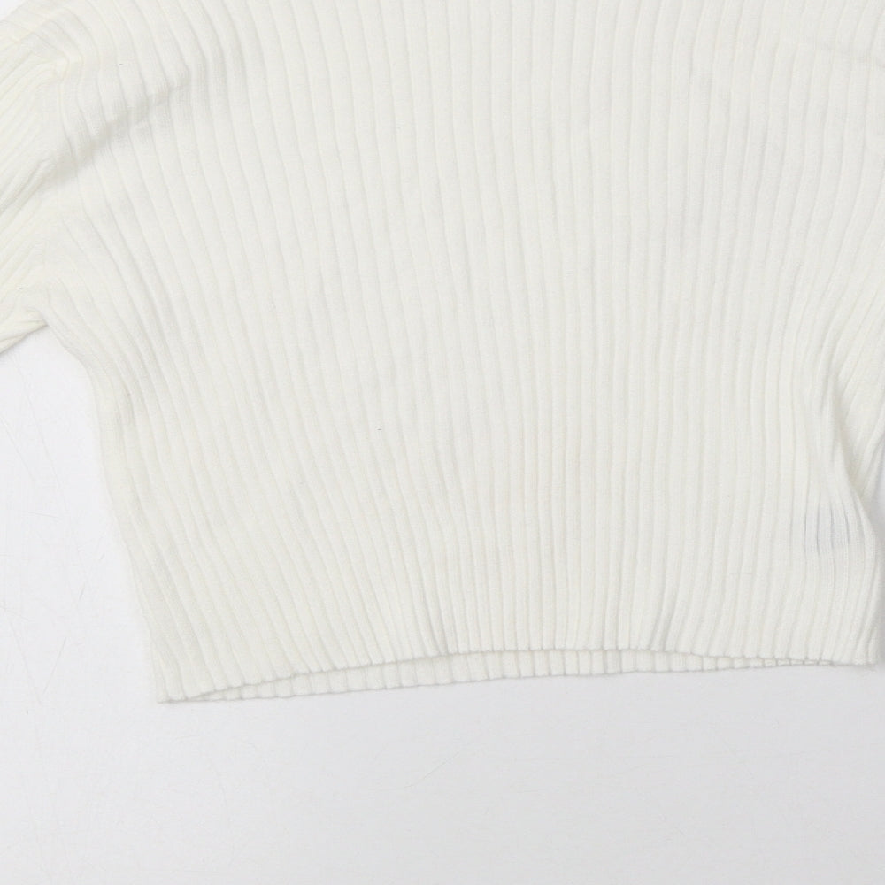 SheIn Womens Ivory Mock Neck  Viscose Pullover Jumper Size M