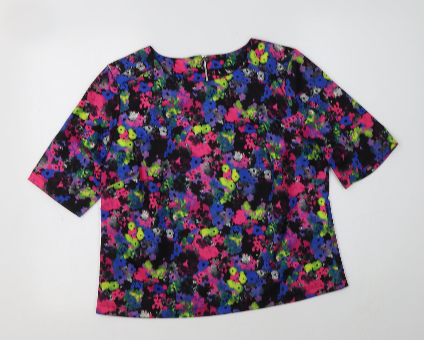 Shop Direct Womens Multicoloured Floral Polyester Basic Blouse Size 14 Round Neck