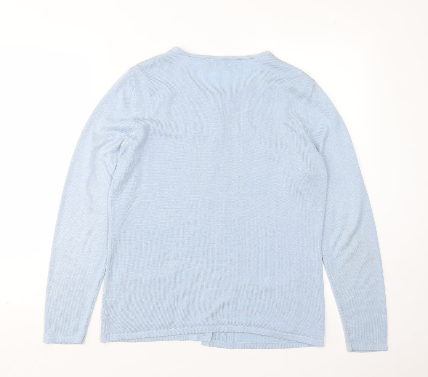 Bonmarché Womens Blue Round Neck  Acrylic Cardigan Jumper Size S