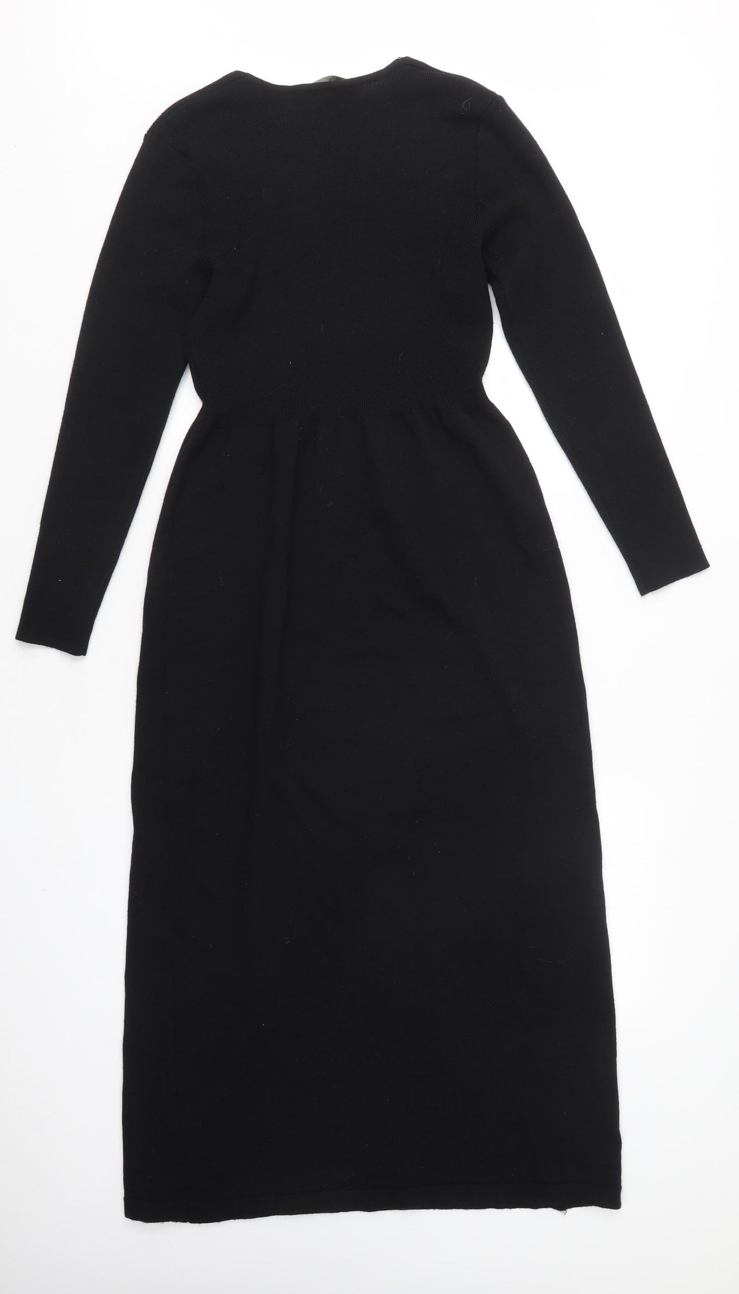 Simclan Womens Black  Wool Pencil Dress  Size 12  Round Neck