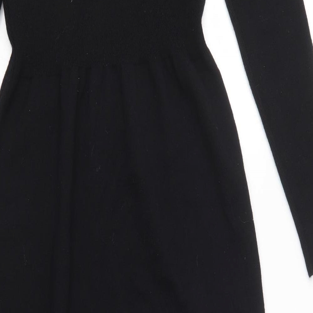 Simclan Womens Black  Wool Pencil Dress  Size 12  Round Neck