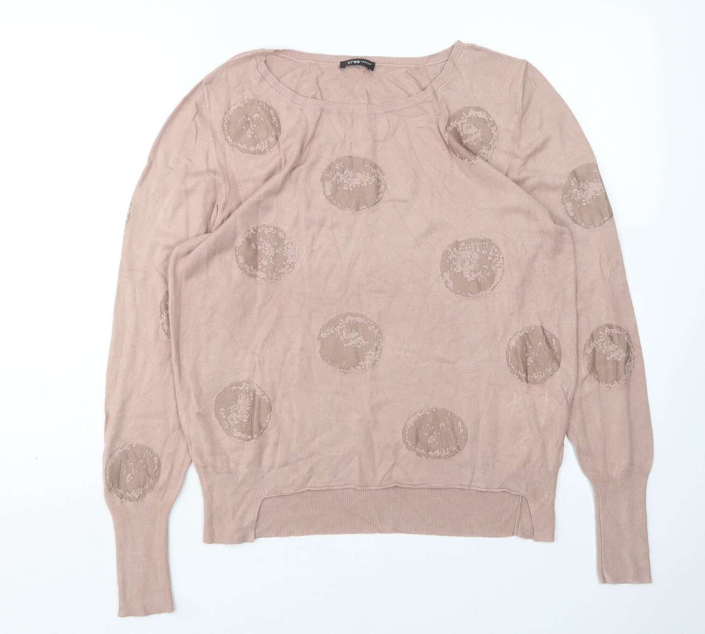 Crea Womens Pink Round Neck  Viscose Pullover Jumper Size 12