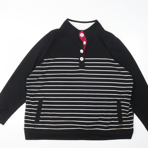 BM Womens Multicoloured Mock Neck Striped Polyester Pullover Jumper Size XL