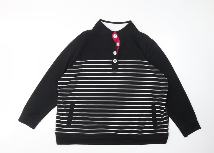 BM Womens Multicoloured Mock Neck Striped Polyester Pullover Jumper Size XL