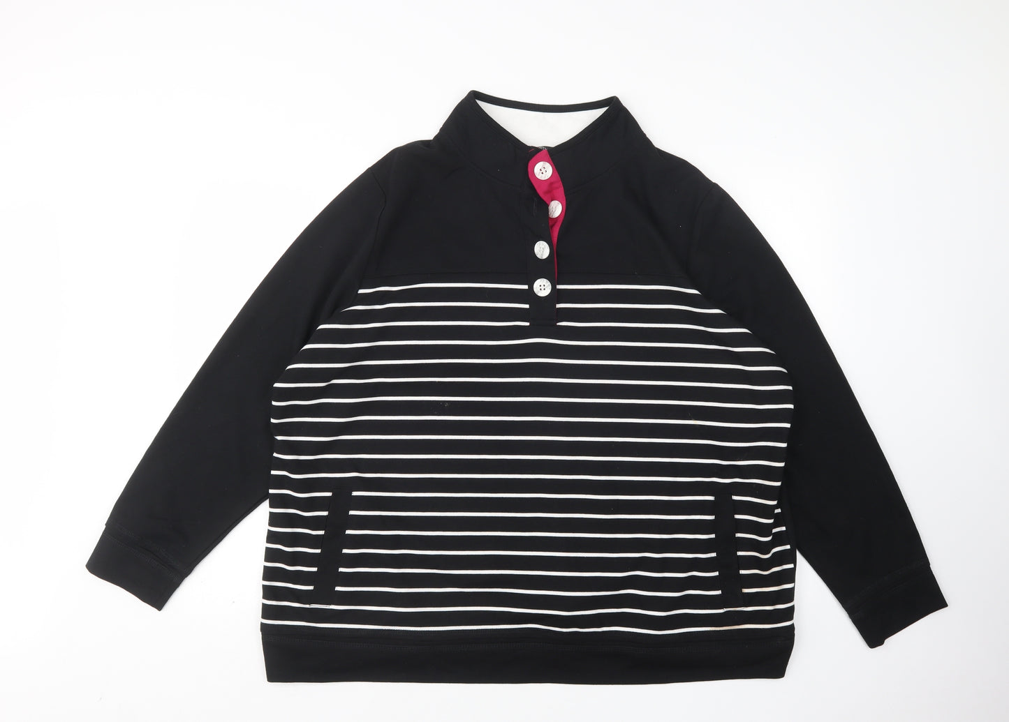 BM Womens Multicoloured Mock Neck Striped Polyester Pullover Jumper Size XL