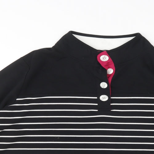 BM Womens Multicoloured Mock Neck Striped Polyester Pullover Jumper Size XL