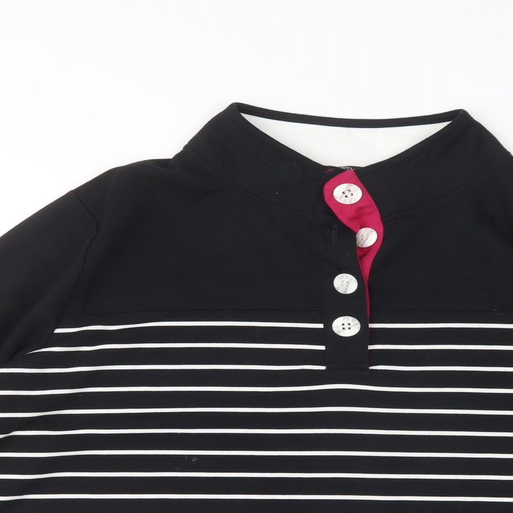 BM Womens Multicoloured Mock Neck Striped Polyester Pullover Jumper Size XL