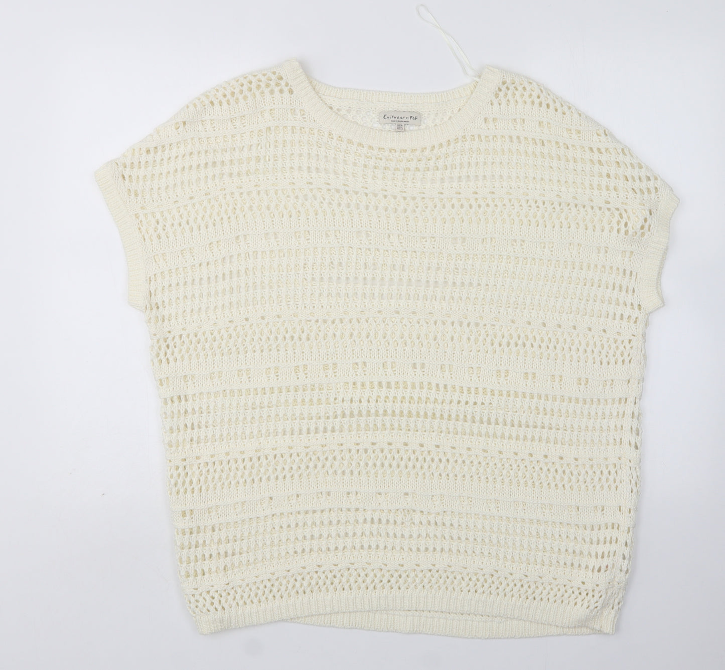 F&F Womens Ivory Round Neck  Acrylic Pullover Jumper Size 16