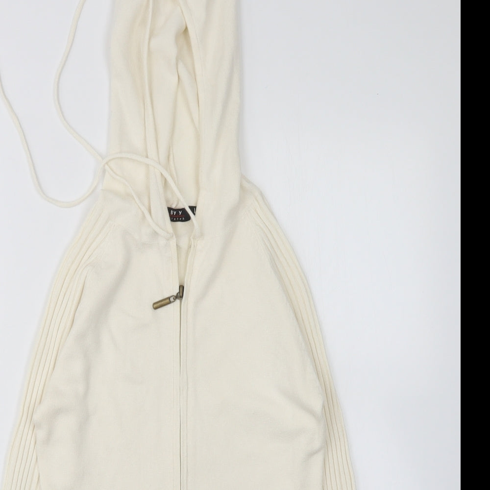 BY.Y Womens Beige  Viscose Full Zip Hoodie Size L