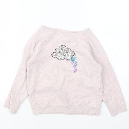 NEXT Girls Pink Round Neck  Cotton Pullover Jumper Size 4 Years