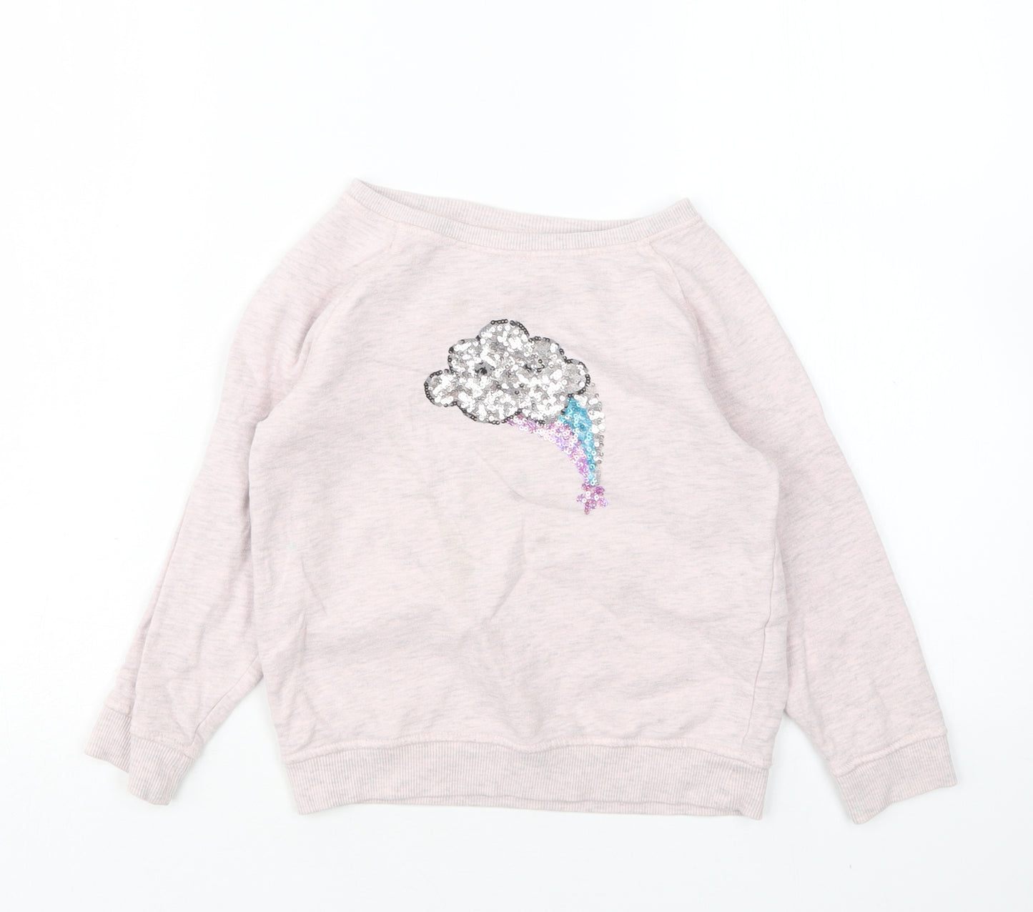 NEXT Girls Pink Round Neck  Cotton Pullover Jumper Size 4 Years