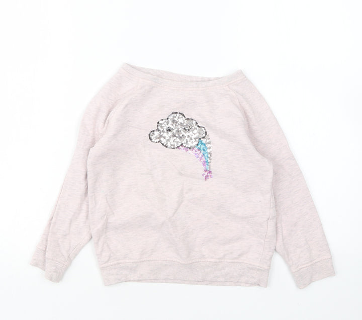NEXT Girls Pink Round Neck  Cotton Pullover Jumper Size 4 Years