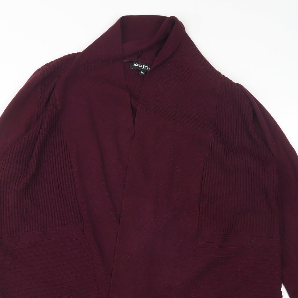 Debenhams Womens Purple V-Neck  Viscose Cardigan Jumper Size 16