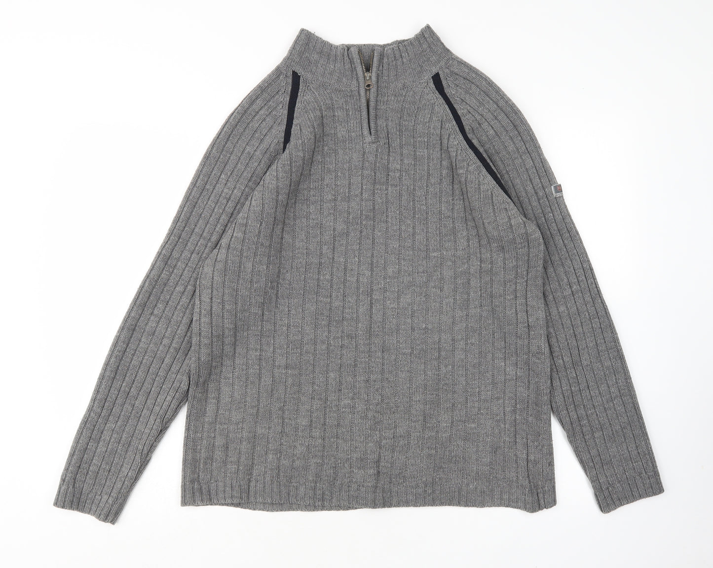 Cedar Wood State Mens Grey Mock Neck  Acrylic Pullover Jumper Size S