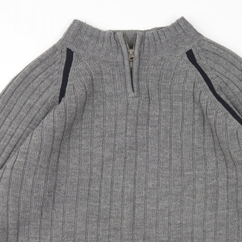 Cedar Wood State Mens Grey Mock Neck  Acrylic Pullover Jumper Size S