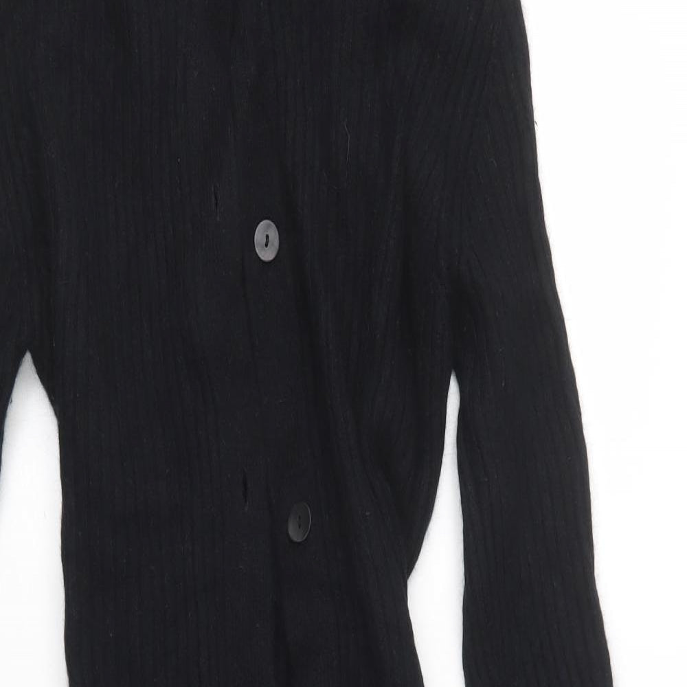 Principles Womens Black V-Neck  Wool Cardigan Jumper Size 14