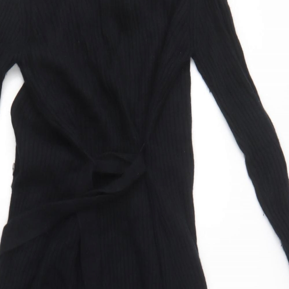 Principles Womens Black V-Neck  Wool Cardigan Jumper Size 14