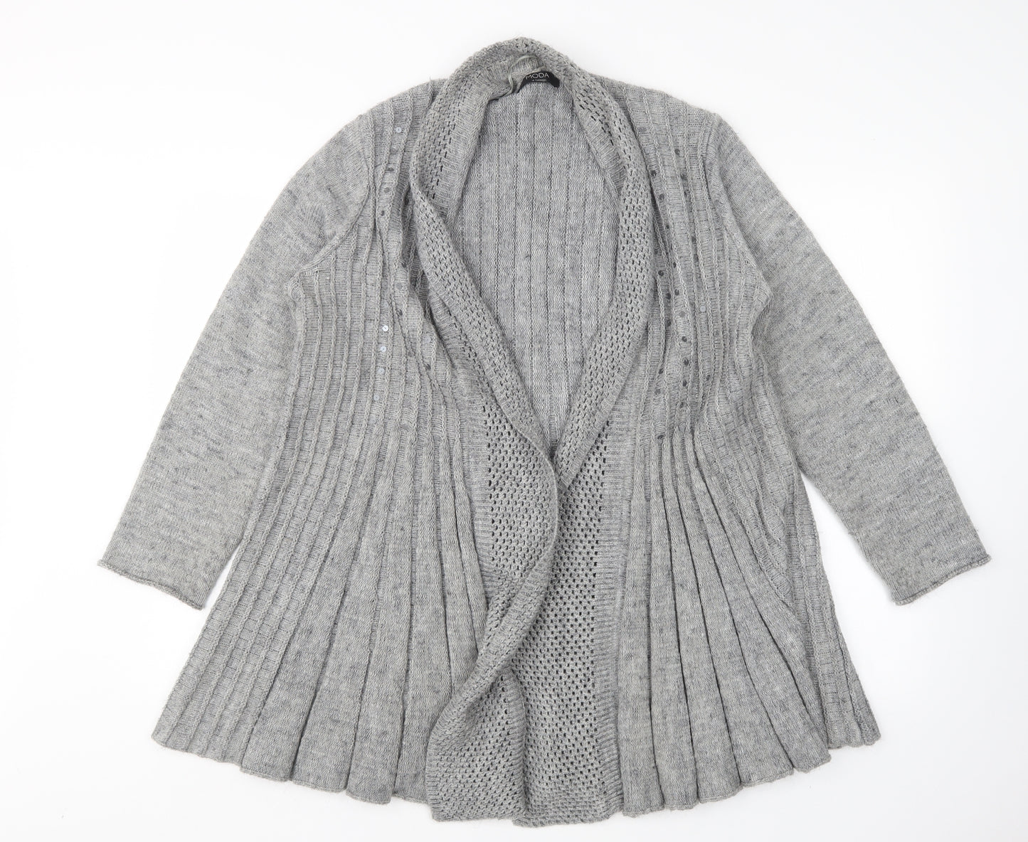 George Womens Grey V-Neck  Acrylic Cardigan Jumper Size 16