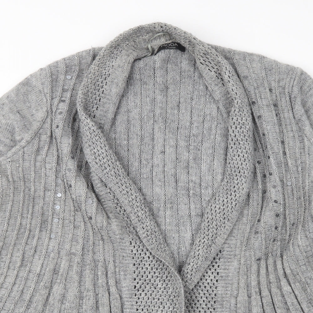 George Womens Grey V-Neck  Acrylic Cardigan Jumper Size 16