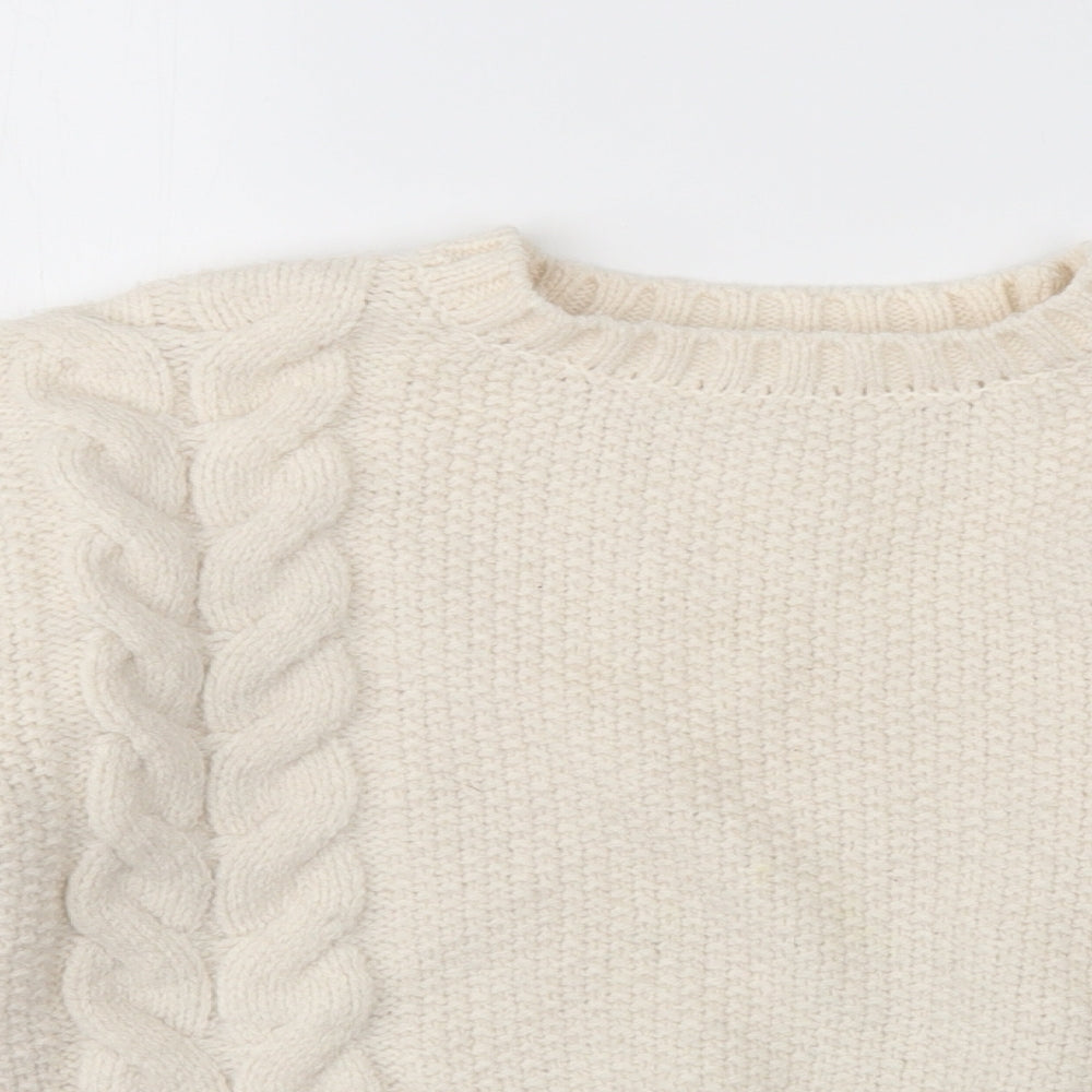 Primark Girls Beige Round Neck  Acrylic Pullover Jumper Size 9-10 Years