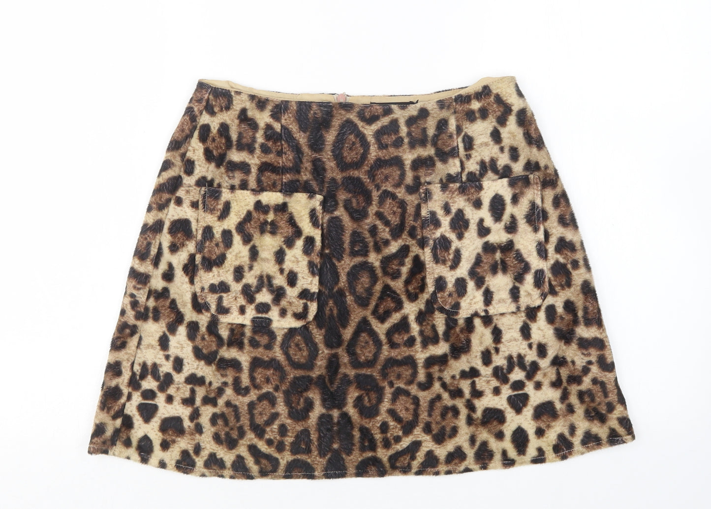 PRETTYLITTLETHING Womens Multicoloured Animal Print Polyester Mini Skirt Size 8