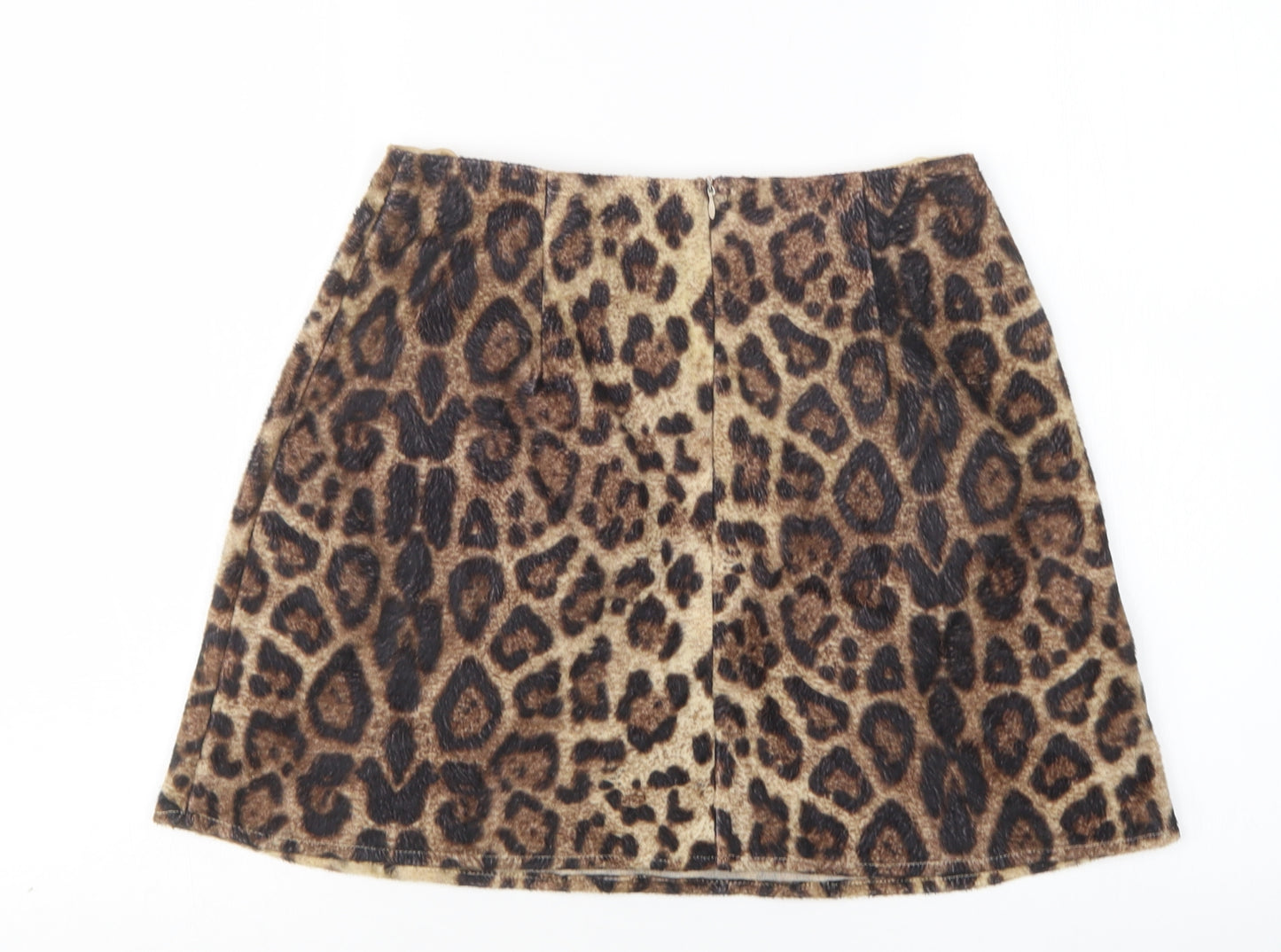 PRETTYLITTLETHING Womens Multicoloured Animal Print Polyester Mini Skirt Size 8