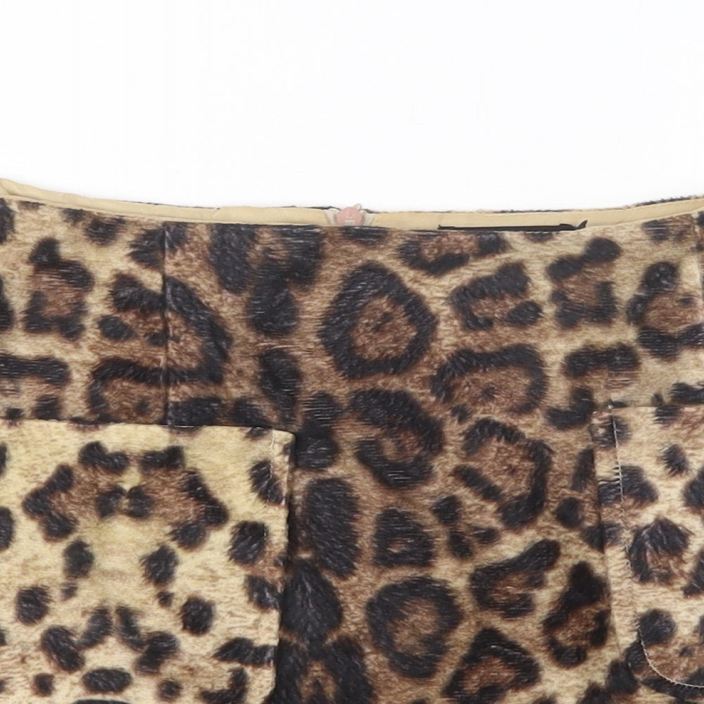 PRETTYLITTLETHING Womens Multicoloured Animal Print Polyester Mini Skirt Size 8
