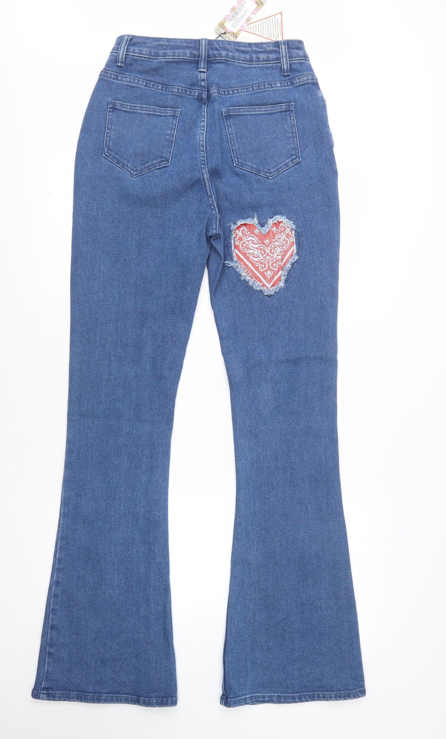 Boohoo Womens Blue  Cotton Bootcut Jeans Size 8 L33 in Regular