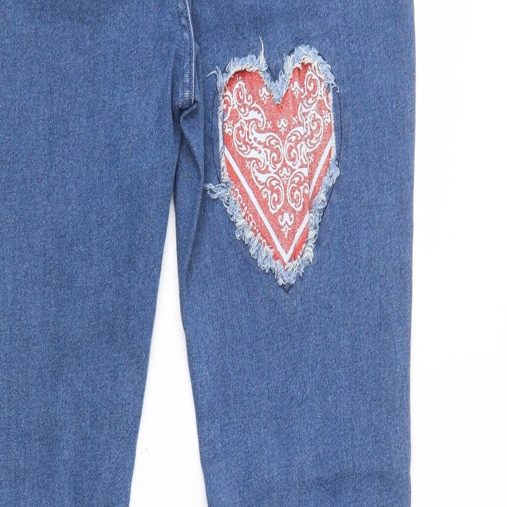 Boohoo Womens Blue  Cotton Bootcut Jeans Size 8 L33 in Regular