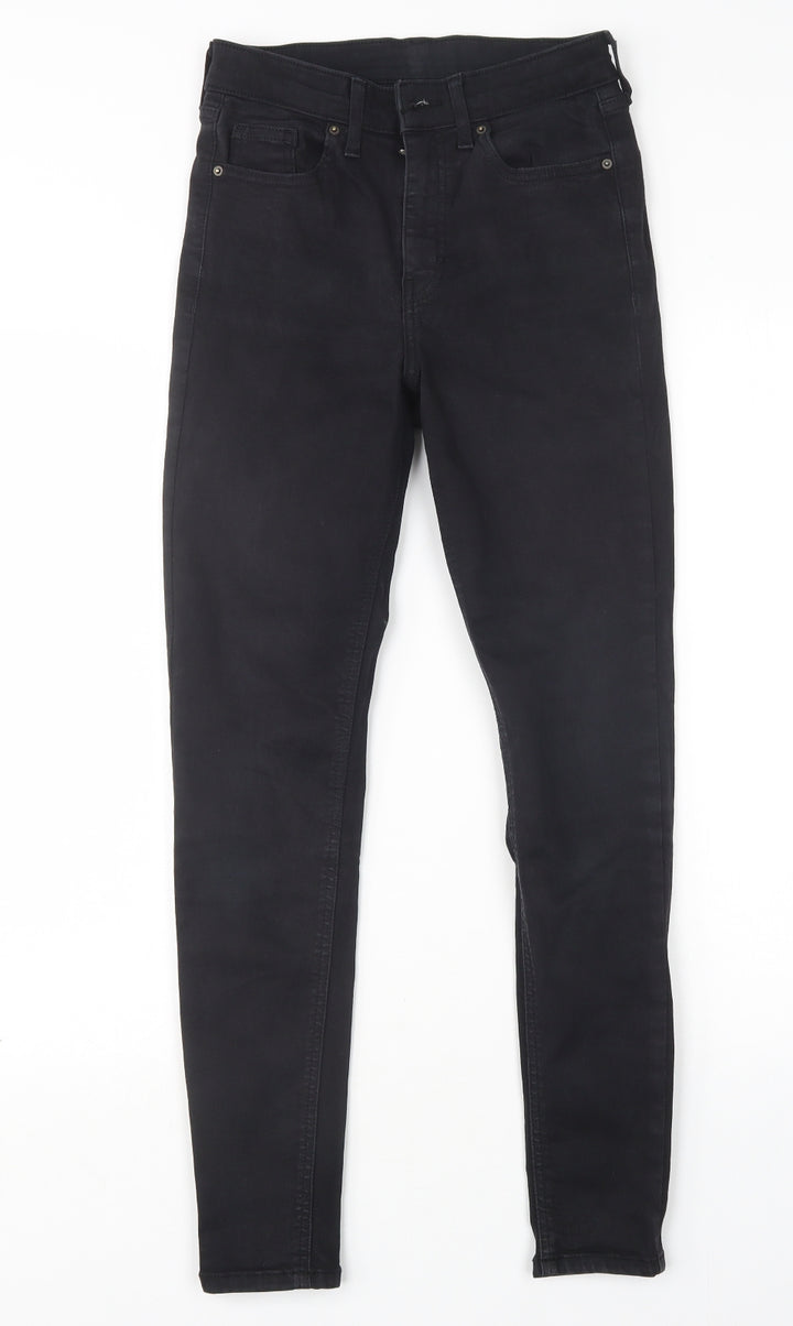 Topshop Womens Black Cotton Skinny Jeans Size 26 in L29 in Regular