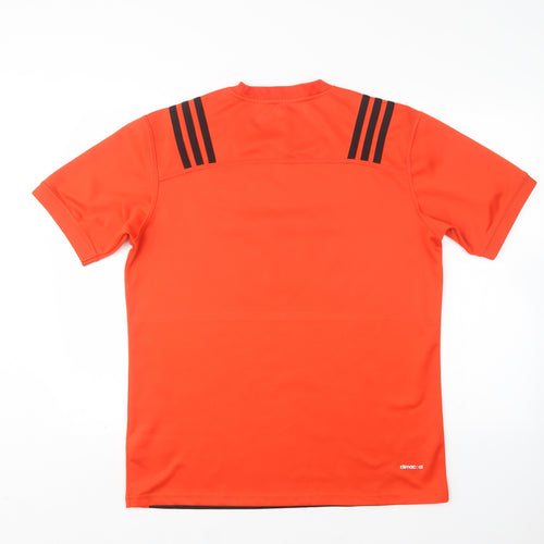 adidas Mens Multicoloured Geometric Polyester Basic T-Shirt Size L Round Neck  - All Blacks