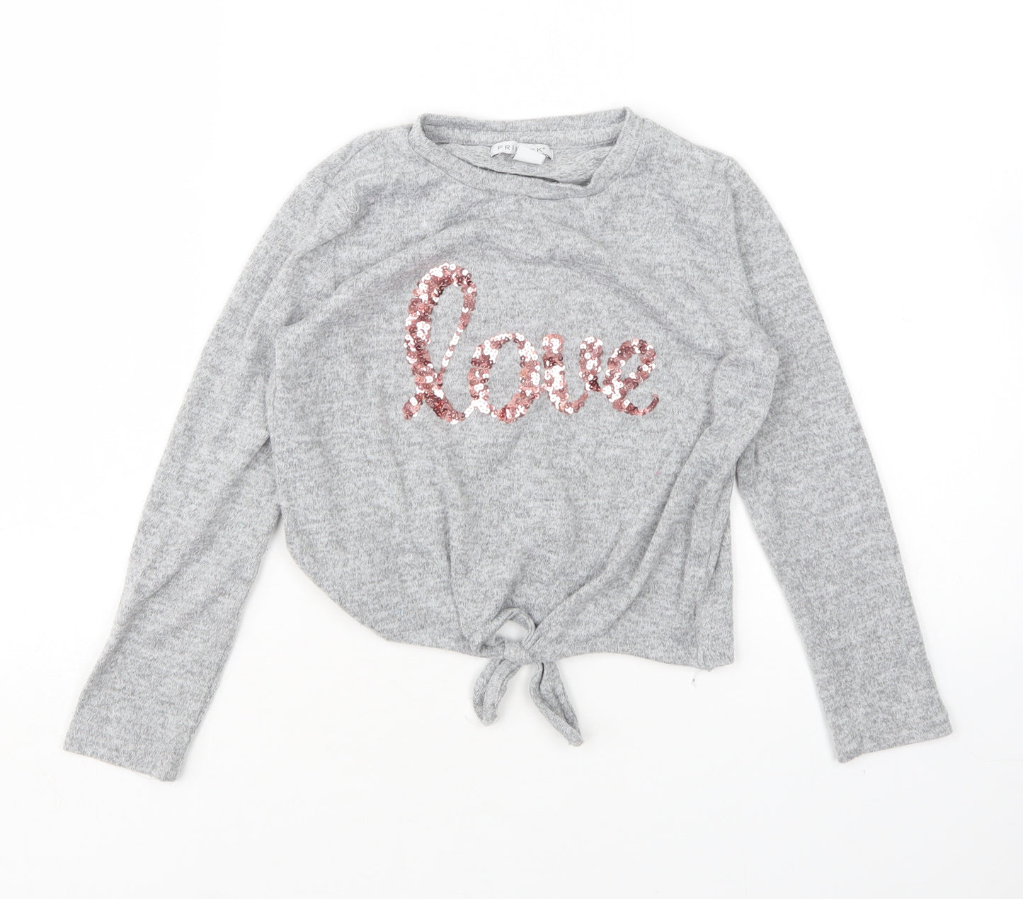 Primark Girls Grey Round Neck  Polyester Pullover Jumper Size 8-9 Years