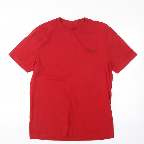 River Island Mens Red  Cotton  T-Shirt Size M Round Neck