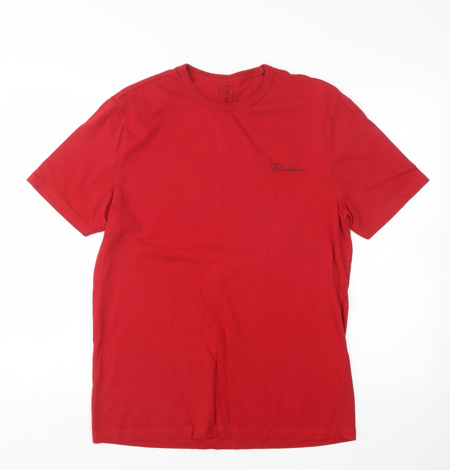 River Island Mens Red  Cotton  T-Shirt Size M Round Neck