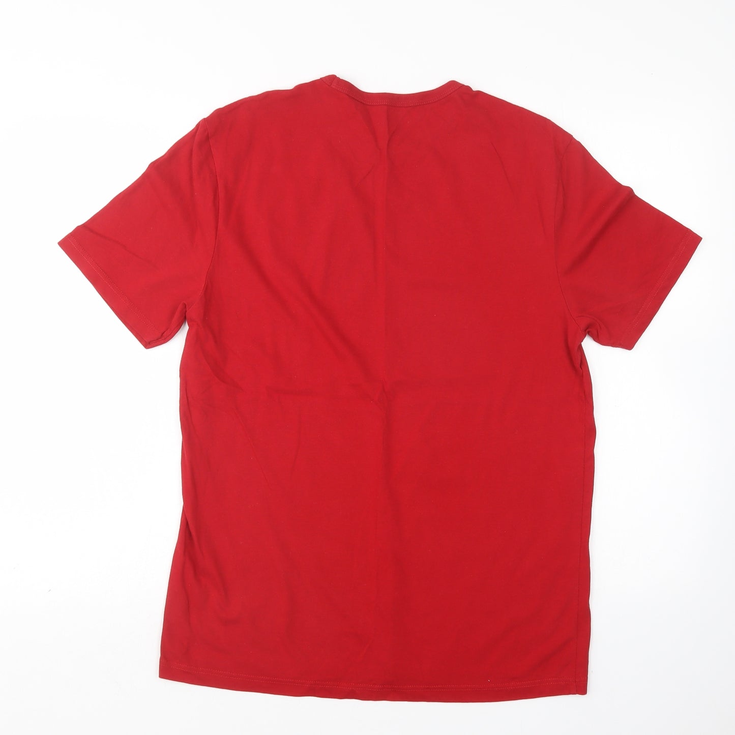 River Island Mens Red  Cotton  T-Shirt Size M Round Neck