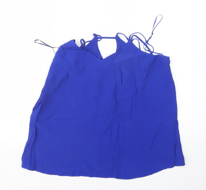 F&F Womens Blue Basic Blouse Size 14 V-Neck