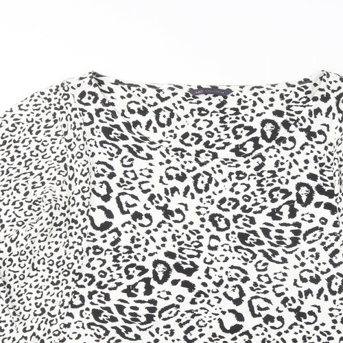 M&S Womens Multicoloured Animal Print Viscose Basic T-Shirt Size 24 Round Neck