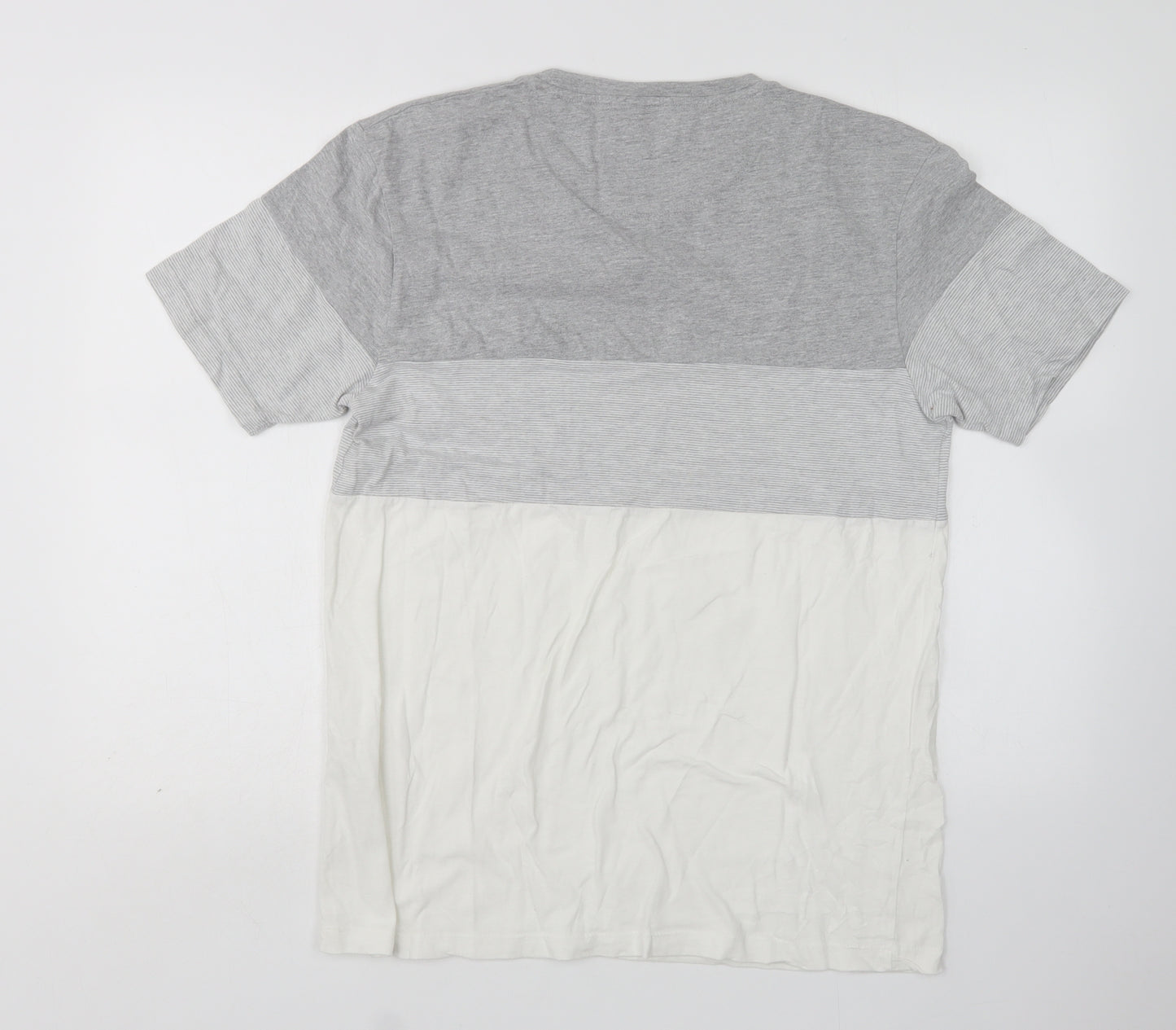 Zara Mens Multicoloured Striped Cotton  T-Shirt Size L Round Neck