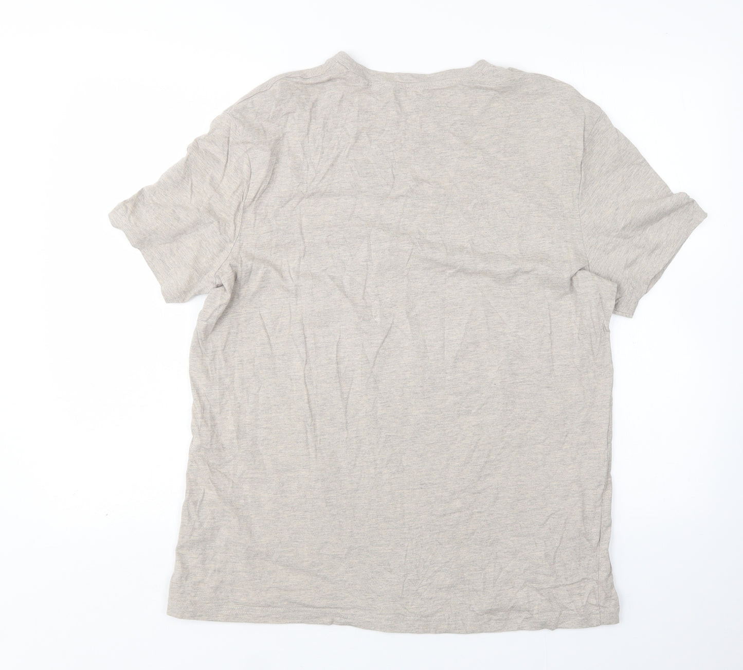 TU Mens Beige  Cotton  T-Shirt Size L Round Neck