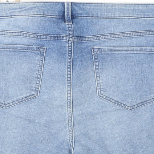 M&S Womens Blue  Cotton Hot Pants Shorts Size 18 L4 in Regular