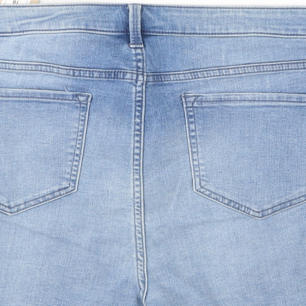 M&S Womens Blue  Cotton Hot Pants Shorts Size 18 L4 in Regular