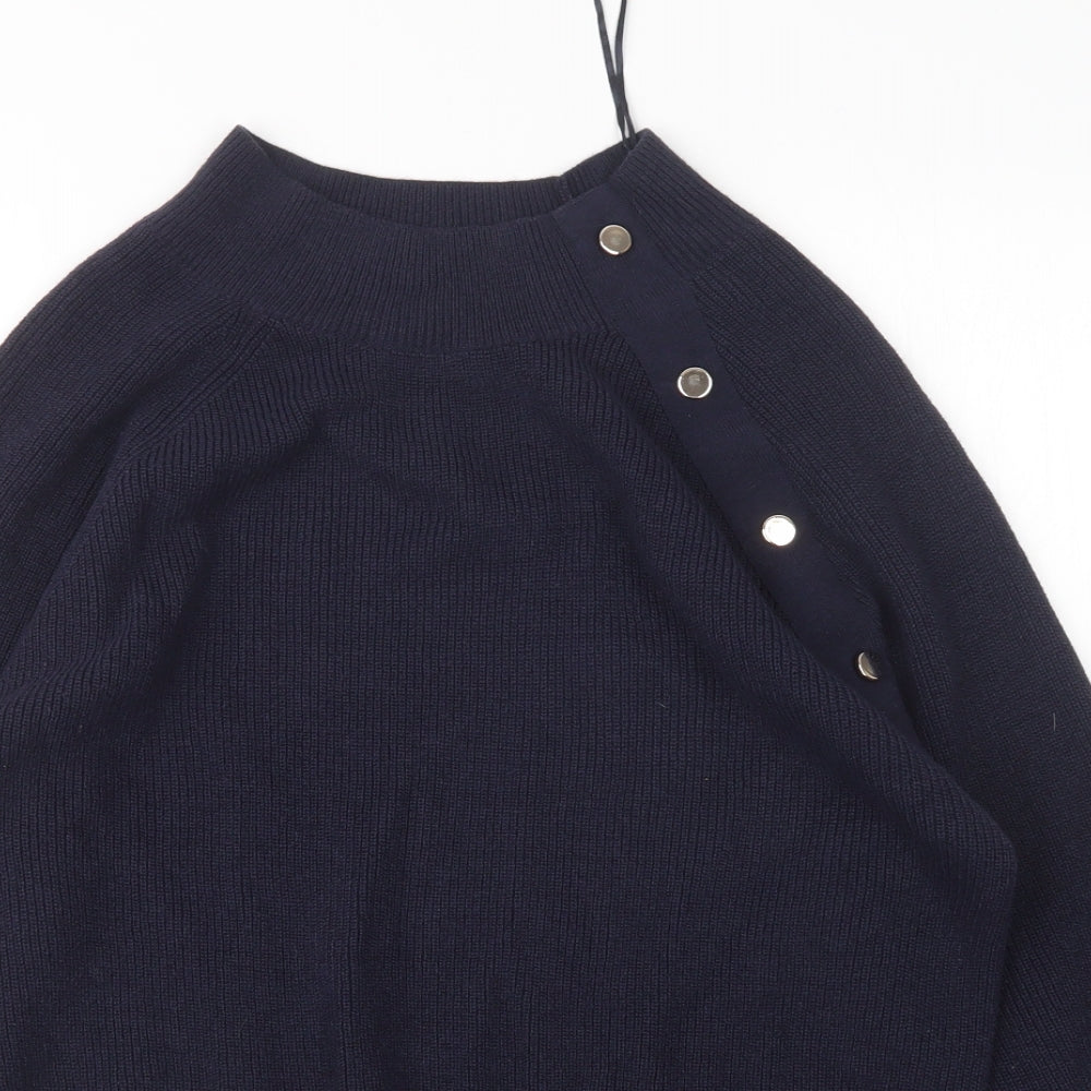 F&F Womens Blue Round Neck  Acrylic Pullover Jumper Size 12