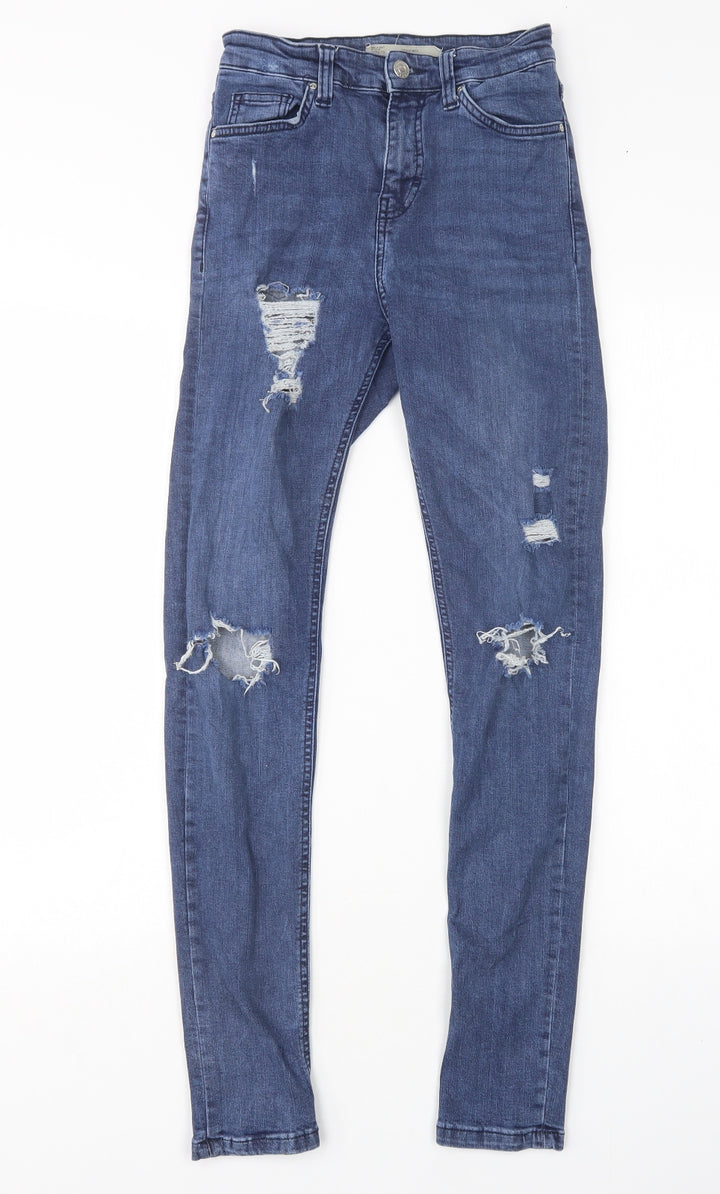 Topshop Womens Blue Cotton Skinny Jeans Size 26 in L29 in Regular