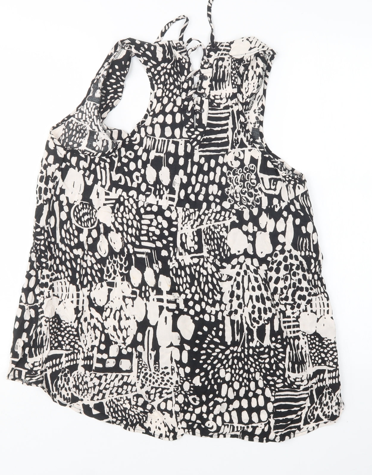 New Look Womens Multicoloured Animal Print Viscose Basic Blouse Size 14 Round Neck