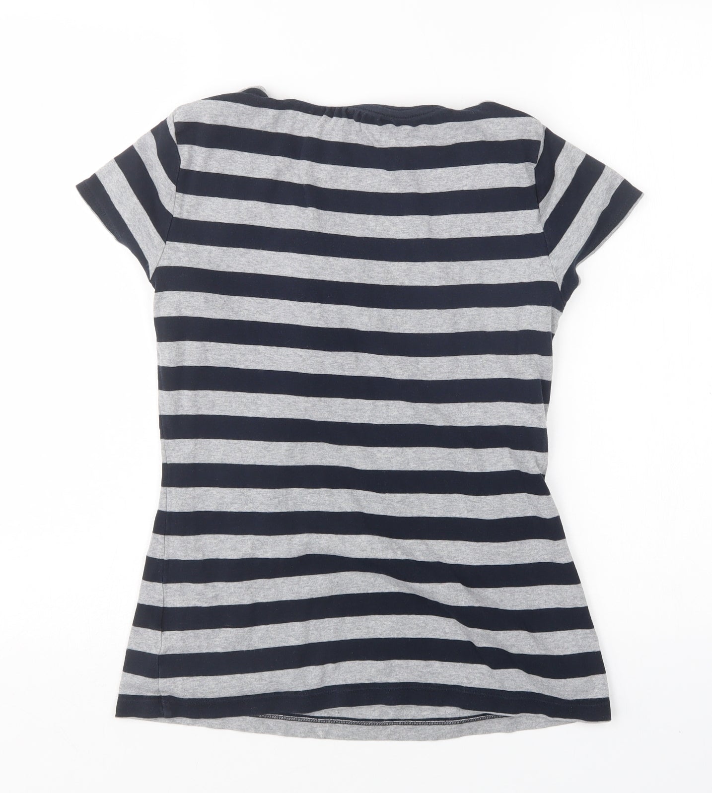 NEXT Womens Multicoloured Striped Cotton Basic T-Shirt Size 14 Scoop Neck
