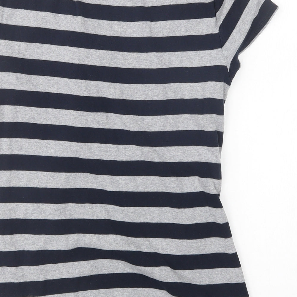 NEXT Womens Multicoloured Striped Cotton Basic T-Shirt Size 14 Scoop Neck