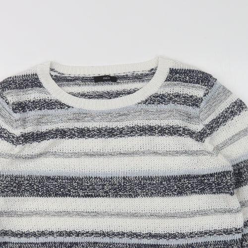M&Co Womens Multicoloured Round Neck Striped Polyester Pullover Jumper Size 14