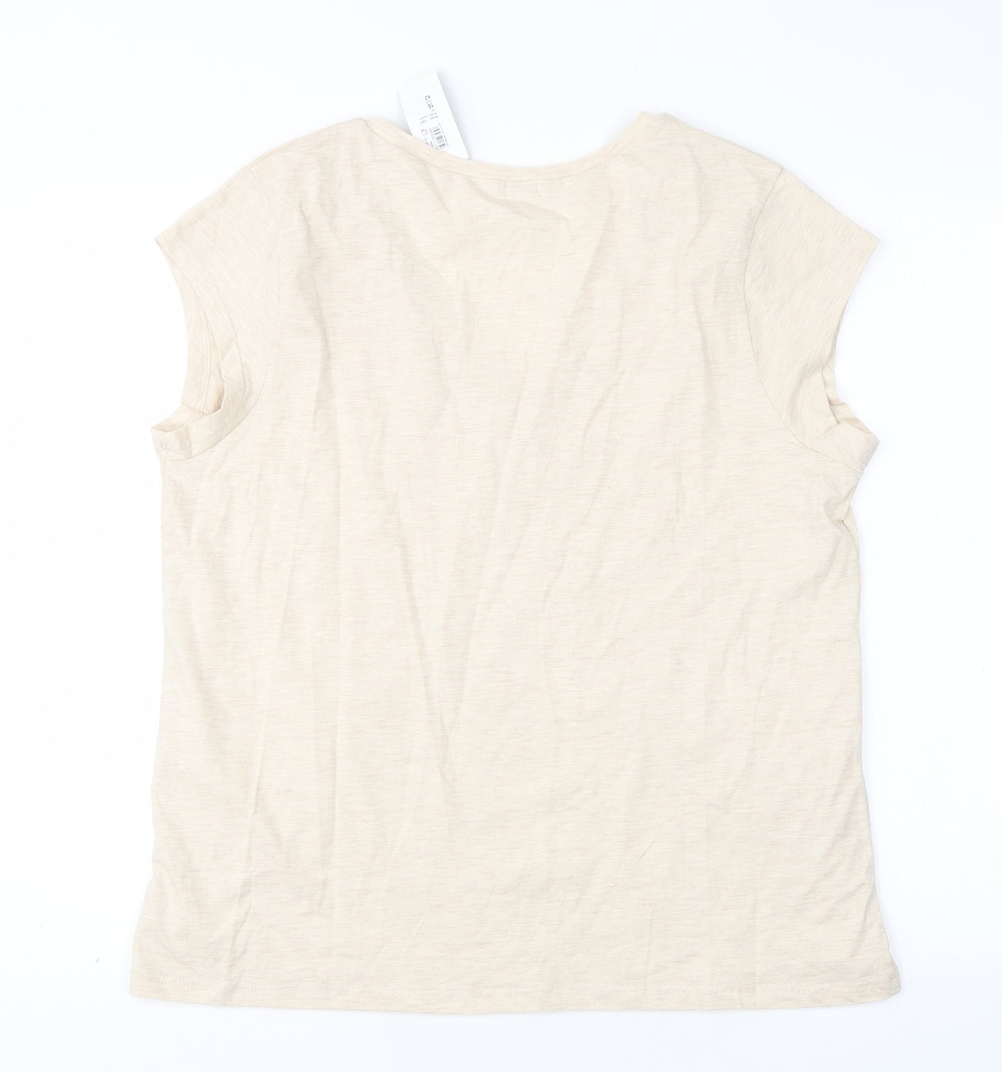 River Island Womens Beige  Cotton Basic T-Shirt Size 16 V-Neck