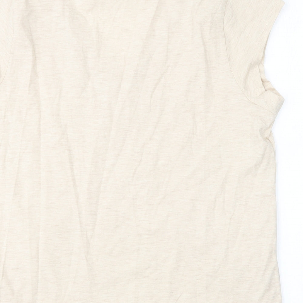 River Island Womens Beige  Cotton Basic T-Shirt Size 16 V-Neck
