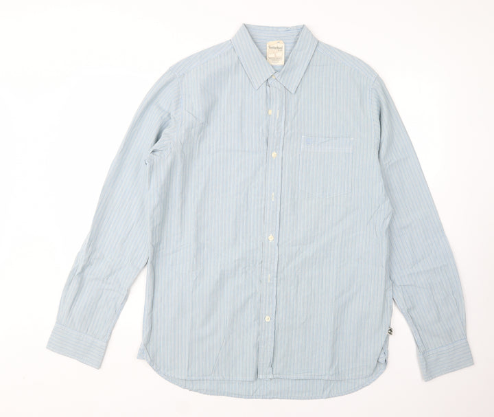 Timerland Mens Multicoloured Striped Cotton Button-Up Size L Collared